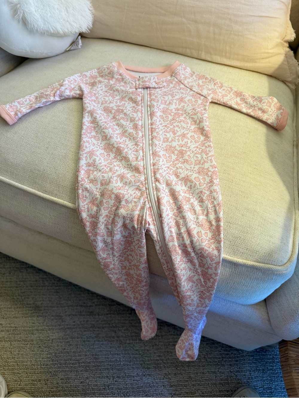 Lake Pajamas 3-6 Month Pink Floral Zip-Front Baby One-Piece